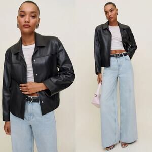 Reformation Veda Louisa Leather Jacket Black